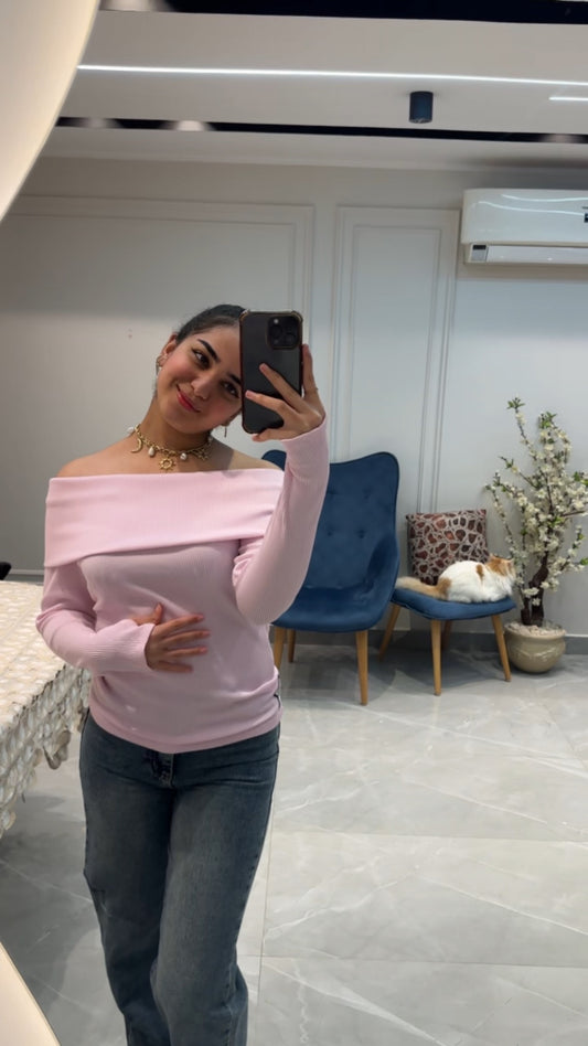 Baby Pink Off Shoulder Top