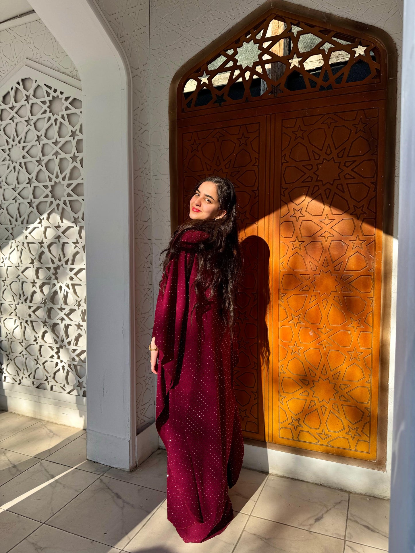 Burgundy Layali Abaya