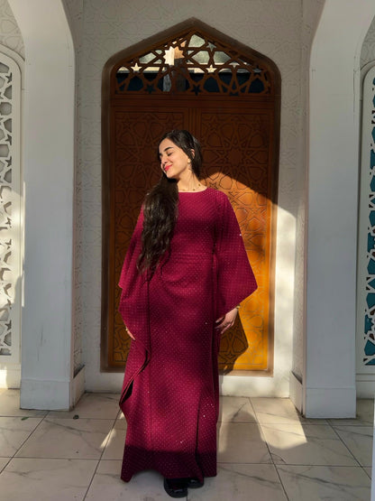 Burgundy Layali Abaya