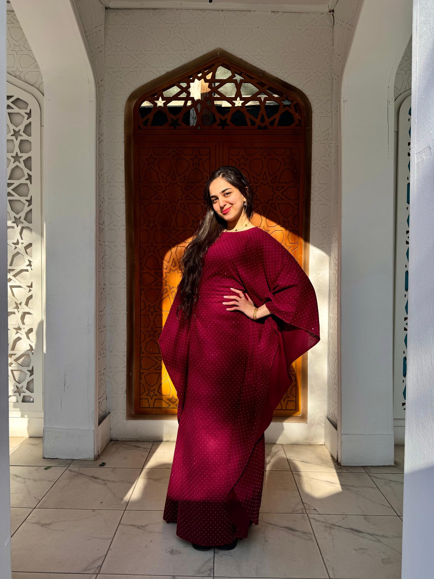 Burgundy Layali Abaya