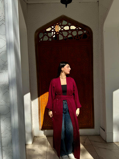 Burgundy Najma 2 in 1 Kaftan